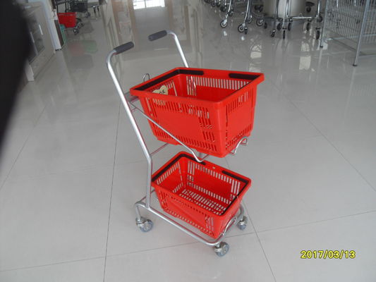 الصين سلة التسوق سوبر ماركت الصلب ذات العجلات مع 3 بوصة PVC / بو / TPR العجلة مصنع