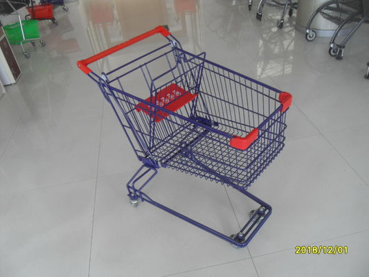 الصين من السهل دفع مقبض أسلاك التسوق عربة ، 4 عجلات عربة التسوق الأحمر أجزاء بلاستيكية مصنع
