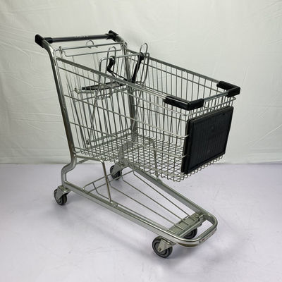 شراء عربة تسوق البقالة المعدنية على الطراز الأمريكي سعة تحميل 110 كجم مع إصدار إعلان الشعار online manufacture