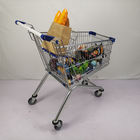European Style 125L Supermarket Metal Shopping Trolley Anti Theft With 4" PU Wheels