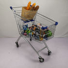 European Style 125L Supermarket Metal Shopping Trolley Anti Theft With 4" PU Wheels
