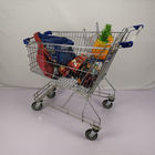 Multipurpose Q195 Steel Shopping Cart 125L Supermarket Metal Wire Trolley