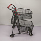 CE Customizable Gray Shopping Basket Trolley Chain Supermarket Grocery Cart With 4'' PU Wheels