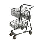 80L Supermarket Shopping Cart Double Basket Large Metal Trolley