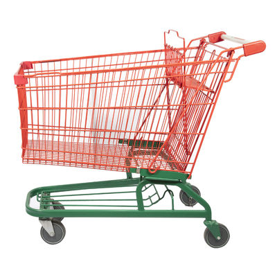 شراء شبكة معدنية سلة عربة بقالة عربة التسوق الأسلاك الخضراء الحمراء مع الإطار السفلي online manufacture