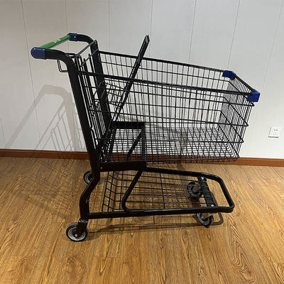 شراء Commercial Mesh Body Shopping Cart American Style Supermarket Trolley with Cup Holder تصنيع عبر الإنترنت