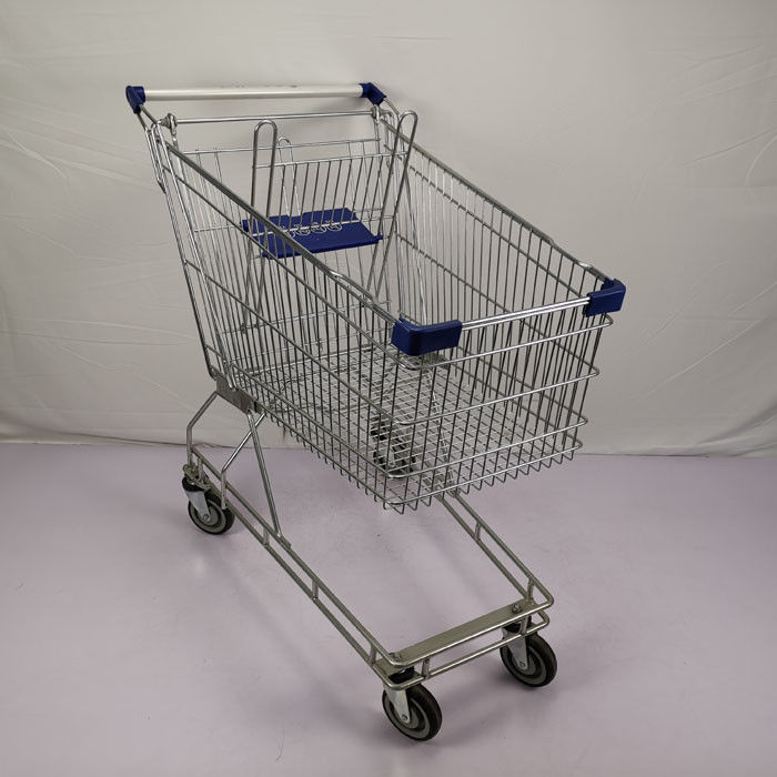 Multipurpose Q195 Steel Shopping Cart 125L Supermarket Metal Wire Trolley