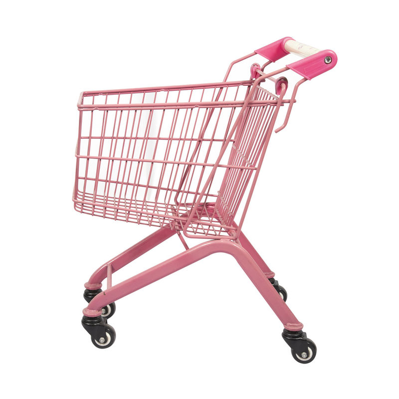 Pink 20L Supermarket Mini Kids Shopping Carts Toy Metal Childrens Shopping Trolley